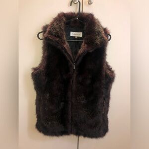 Calvin Klein faux-fur burgundy vest